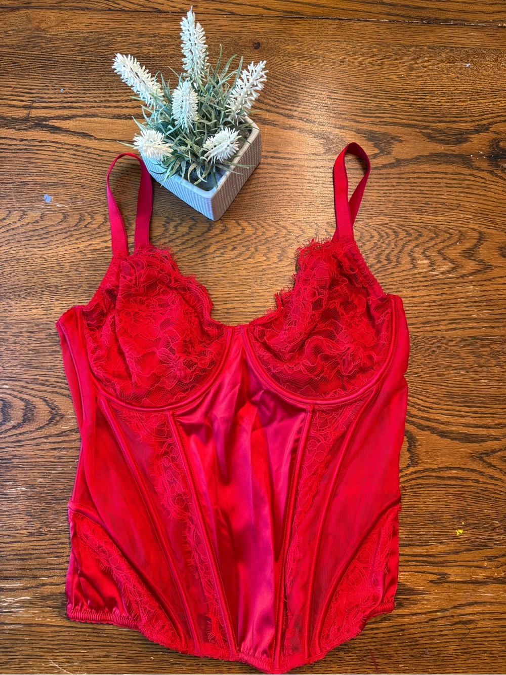 Victoria's Secret Red Lace & Satin Bustier